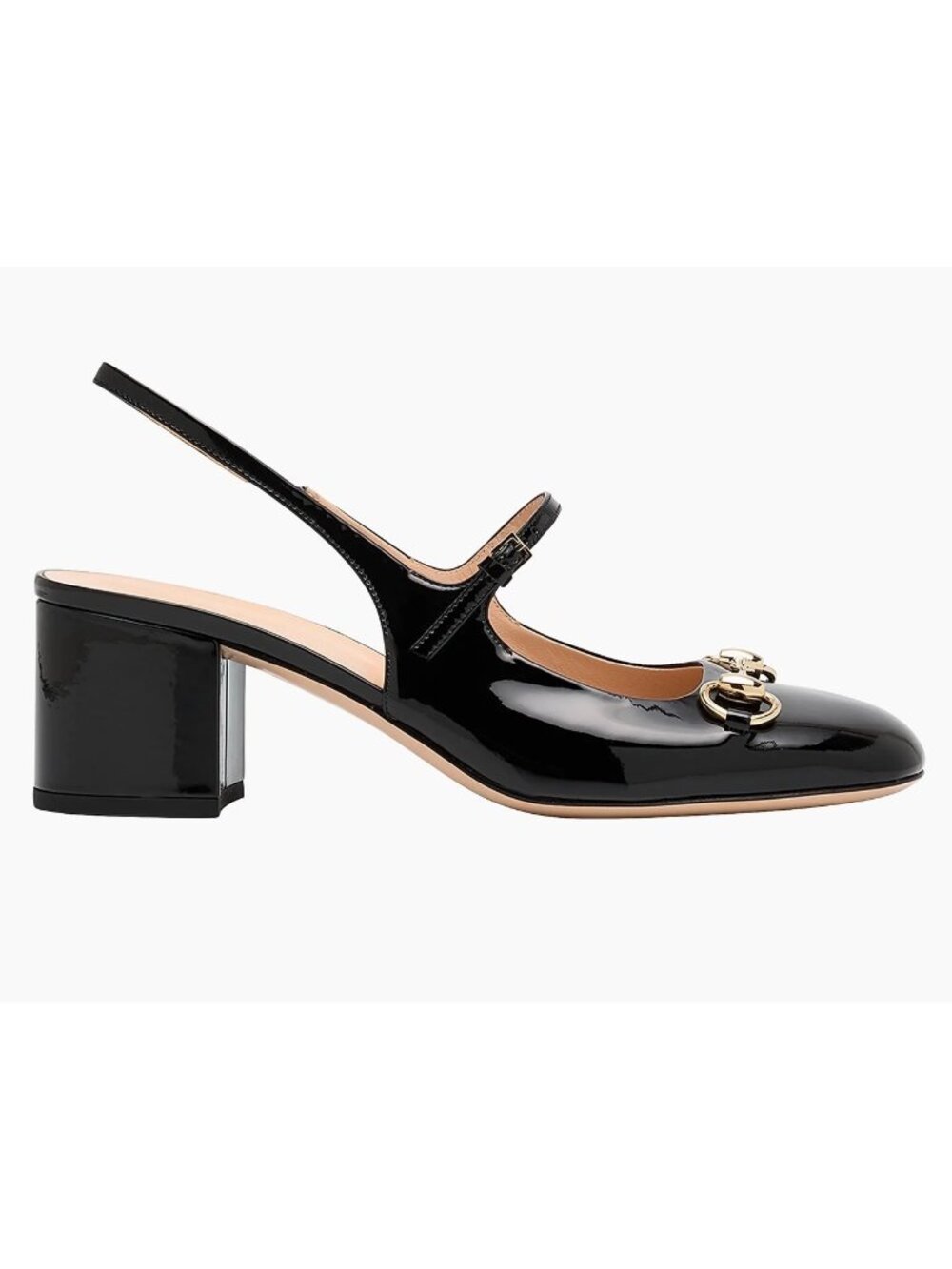 GUCCI Horsebit 42MM black Patent Leather Slingback Pumps heels SIZE 37.5 - Picture 1 of 10